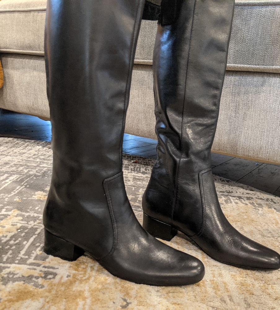 New Anne Klein iflex Black Leather Heel Boots Camden  Size 8